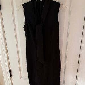 Black Calvin Klein Tie Neck Sheath Dress Size 2